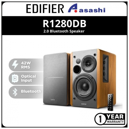 Edifier R1280DB-Wooden Brown 2.0 Bluetooth Speaker (1 yrs Limited Hardware Warranty)