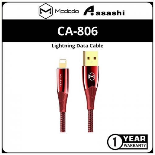 Mcdodo CA-8061 SHARK Series Auto Power Off Lightning Data Cable 1.2M Red