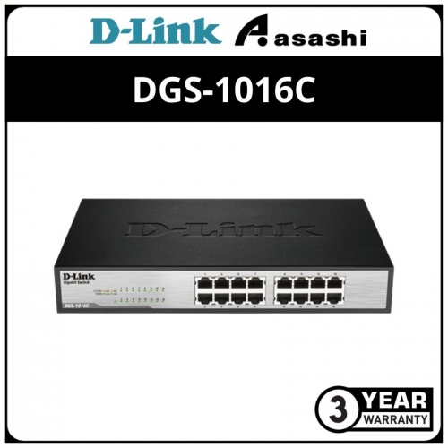 D-Link DGS-1016C 16 Port Gigabit Unmanaged Switch (Metal Case & Rackmount)