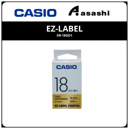 Casio EZ-Label Tape(18mm) Black on Gold (XR-18GD1)