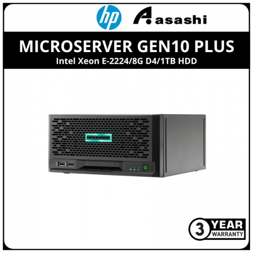 HPE MicroServer Gen10 Plus -P19752-371-(Intel Xeon E-2224/8G D4/1TB HDD/USB DVDRW/FREE DOS/3Yr)