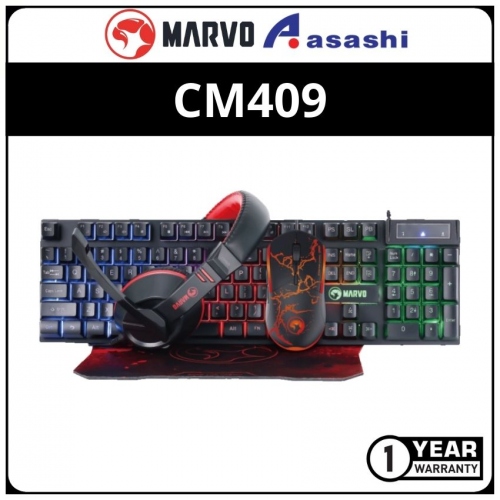 Marvo MK-CM409 Gaming Keyboard Mouse Headset Combo (1 yrs Limited Hardware Warranty)