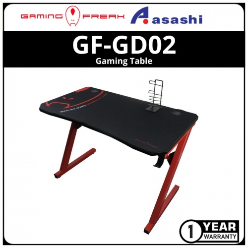 GAMING FREAK GF-GD02-RD Gaming Table - Headset Hanger / Cable Hole/ Peripherals Rack / FULL MOUSEPAD - 110x60x75CM