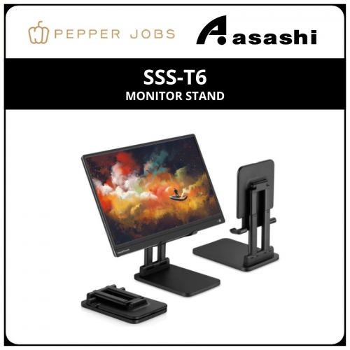 PEPPER JOBS SSS-T6 Solid Sturdy Adjustable Monitor Stand for Monitor, Tablet & Notebook (12” to 17” inch)