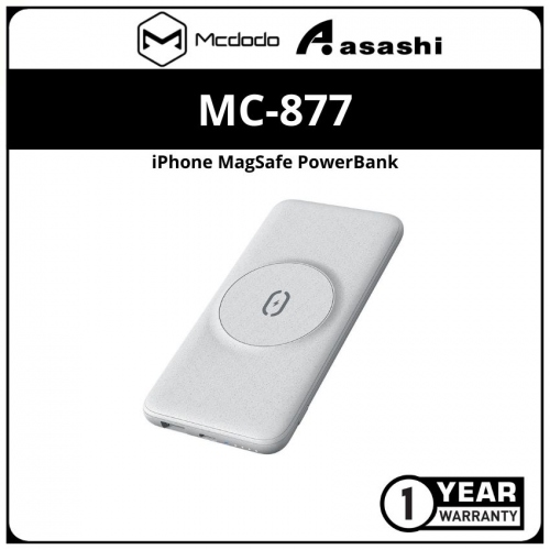 Mcdodo MC-877 iPhone MagSafe PowerBank, 15W Wireless Fast Charge, 20W PD Fast Charge, 22.5W USB Fast Charge - GREY