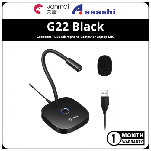YANMAI Touch Mute G22 Black Gooseneck USB Microphone Computer Laptop MIC(1mth manufacturer warranty)