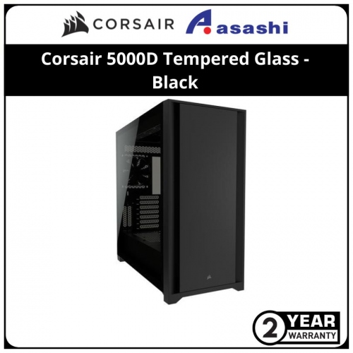 Corsair 5000D Tempered Glass Mid-Tower ATX Case (2x Fan) - Black