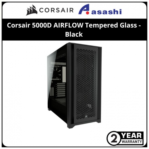 Corsair 5000D AIRFLOW Tempered Glass Mid-Tower ATX Case (2x Fan) - Black