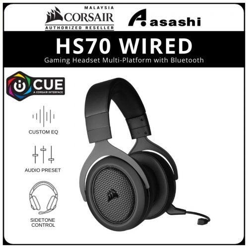 CORSAIR HS70 Wired Gaming Headset Multi-Platform with Bluetooth (CA-9011227-AP)