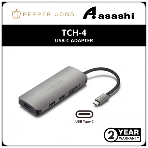 Pepper Jobs TCH-4 USB-C Digital AV (HDMI) Multiport Adapter & PD (2yrs Manufacturer Warranty)