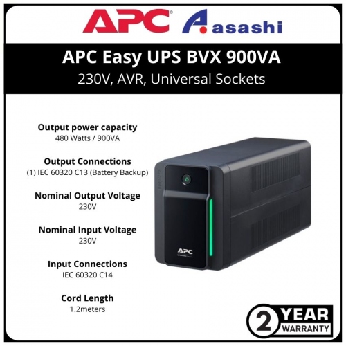 APC Easy UPS BVX 900VA, 230V, AVR, Universal Sockets