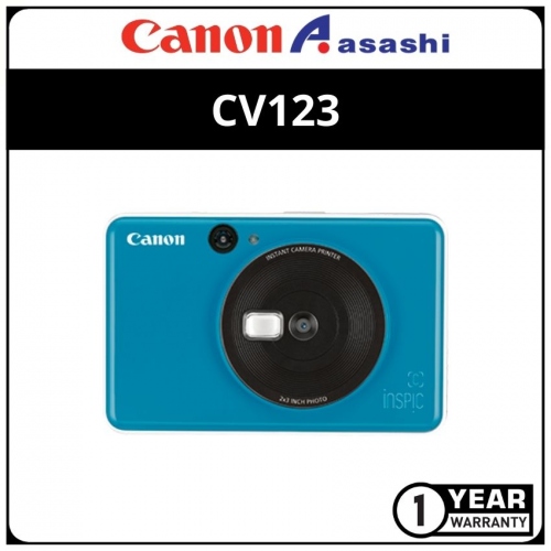 CANON CV123 INSTANT SNAP AND PRINT CAMERA (INTERNAL MEMORY 512MB SUPPORT MICROSD CARD UP TO 256GB) SEASIDE BLUE 1 YEAR WARRANTY