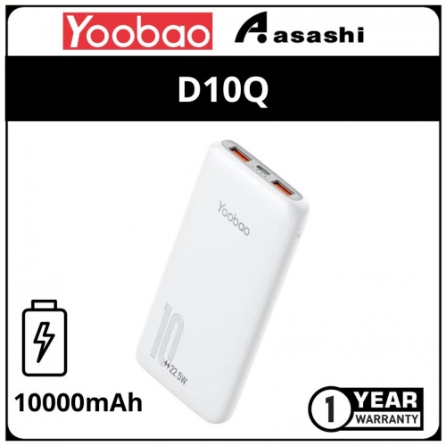 Yoobao D10Q-WHT 10000mah 22.5w Power Bank (1 yrs Limited Hardware Warranty)