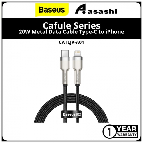 Baseus Cafule Series (CATLJK-A01) 20W Metal Data Cable Type-C to iPhone - 1meter (Black)