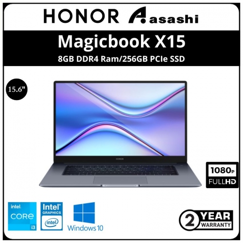 Honor Magicbook X15 Notebook-53011UGE-(Intel Core i3-10110U/8GB DDR4 Ram/256GB PCIe SSD/15.6