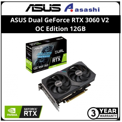 ASUS Dual GeForce RTX 3060 V2 OC Edition 12GB GDDR6 Graphic Card (DUAL-RTX3060-O12G-V2)