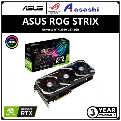 ASUS ROG STRIX GeForce RTX 3060 V2 OC Edition 12GB GDDR6 Graphic Card (ROG-STRIX-RTX3060-O12G-V2-GAMING)