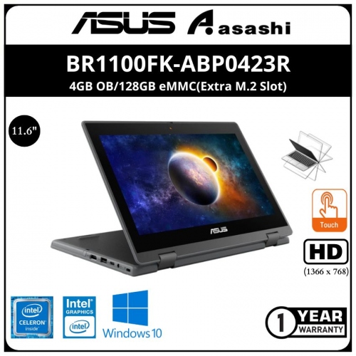Asus BR1100FK-ABP0423R Commercial Notebook (Intel Celeron N4500/4GB OB/128GB eMMC(Extra M.2 Slot)/11.6