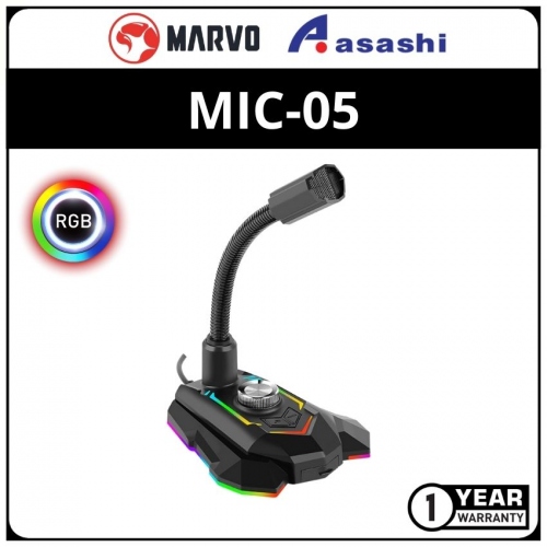 Marvo MIC-05 Omni Directional 7-Color and RGB Lighting USB powered Microphone (1 yrs Limited Hardware Warranty)