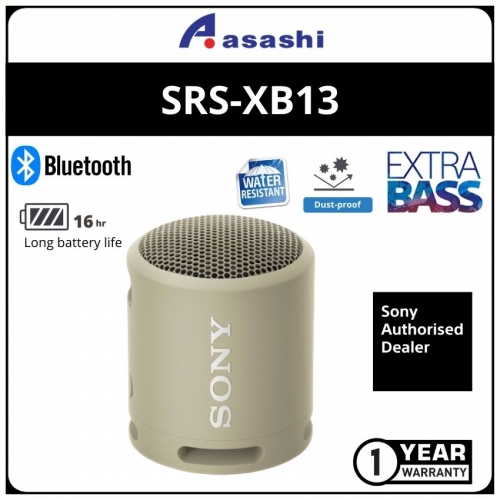 Sony SRS-XB13/Taupe Portable WaterProof ExtraBass Wireless Bluetooth Speaker (1 yrs Limited Hardware Warranty)