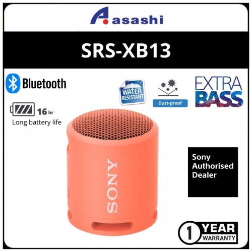 Sony SRS-XB13/Pink Portable WaterProof ExtraBass Wireless Bluetooth Speaker (1 yrs Limited Hardware Warranty)