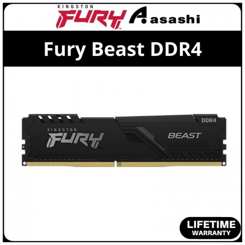 Kingston Fury Beast Black DDR4 8GB 3200Mhz CL16 XMP Support Performance PC Ram - KF432C16BB/8