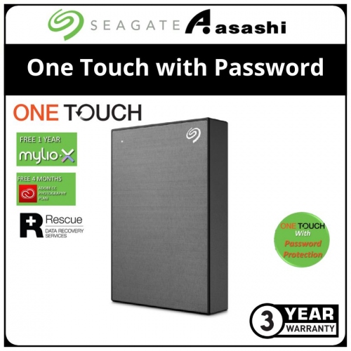 Seagate 2TB One Touch with Password-Space Grey (STKY2000404)