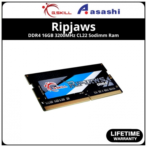 G.skill Ripjaws DDR4 16GB 3200MHz CL22 Sodimm Ram - F4-3200C22S-16GRS