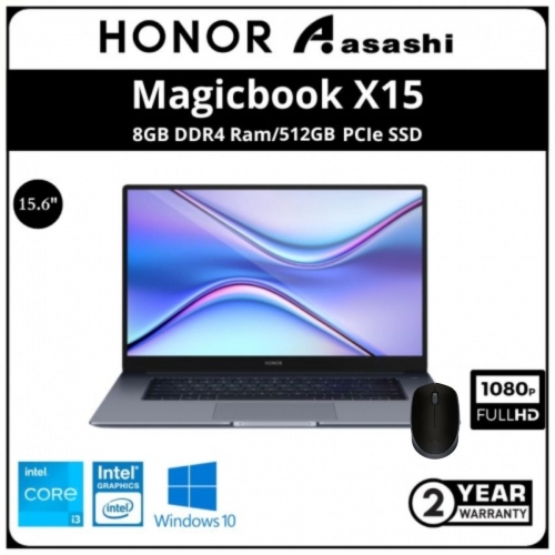 Honor Magicbook X15 Notebook-53011UGJ-(Intel Core i5-10210U/8GB DDR4 Ram/512GB PCIe SSD/15.6