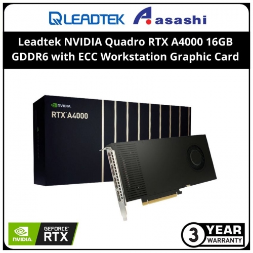 Leadtek NVIDIA Quadro RTX A4000 16GB GDDR6 with ECC Workstation Graphic Card