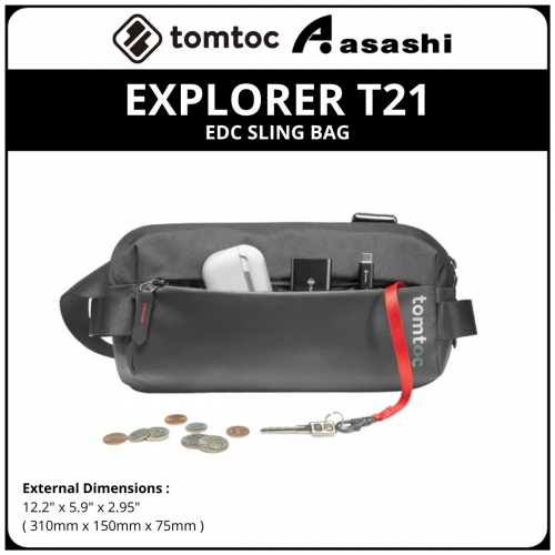 Tomtoc T21S1D1 (Black) EXPLORER T21 EDC Sling Bag