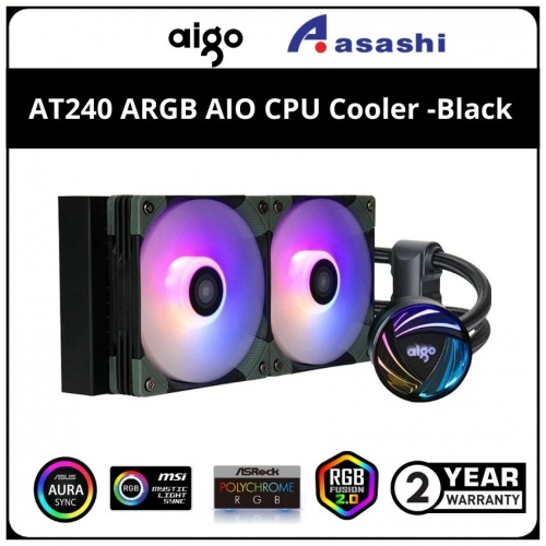 AIGO AT240 ARGB AIO CPU Cooler - Black