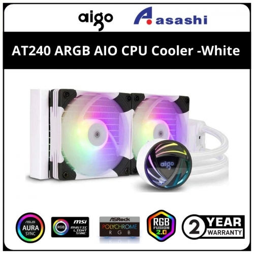AIGO AT240 ARGB AIO CPU Cooler - White