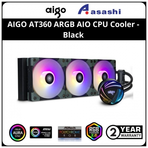 AIGO AT360 ARGB AIO CPU Cooler - Black