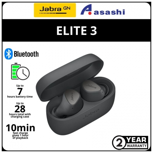 Jabra Elite 3-D.Grey True Wireless Earbud (2 yrs Limited Hardware Warranty)
