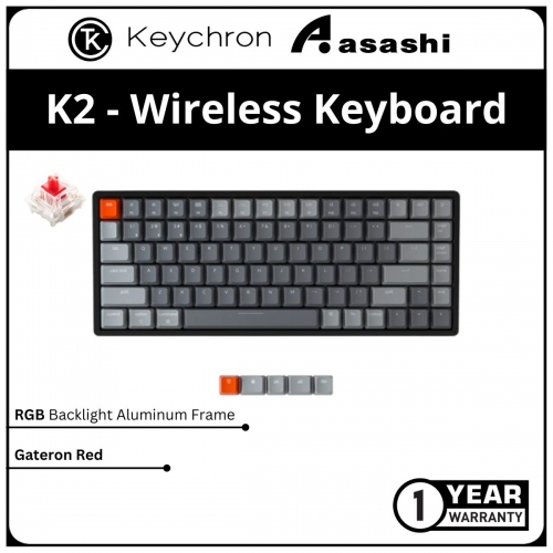 Keychron K2 Wireless RGB Aluminum Mechanical Keyboard - Gateron Red
