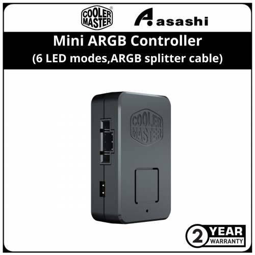 Cooler Master Mini ARGB Controller (6 LED modes, Includes ARGB splitter cable 1-4, Case Reset Button)