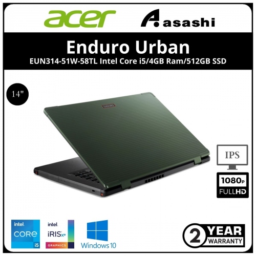 Acer Enduro Urban EUN314-51W-58TL Notebook (intel Core i5-1135G7/4GB DDR4(1 Extra Slot)/512GB SSD/Intel® Iris® Xe Graphics/14