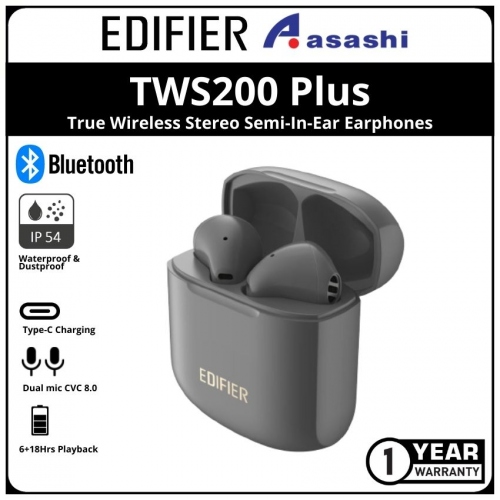 Edifier TWS200PLUS-Grey True Wireless Stereo Semi-In-Ear Earphones