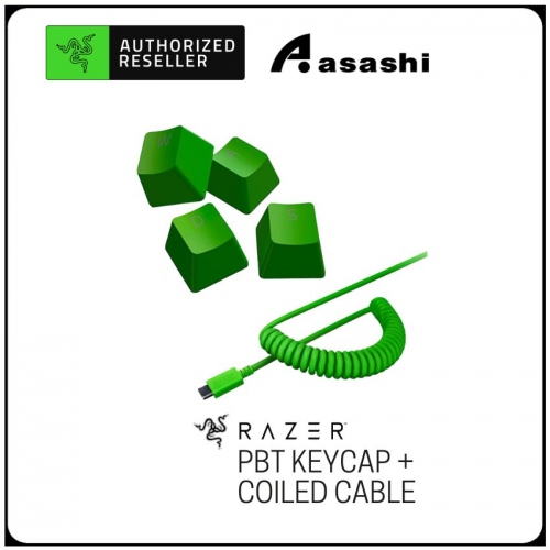 PROMO - Razer PBT Keycap + Coiled Cable Upgrade Set - Razer Green (RC21-01490700-R3M1)