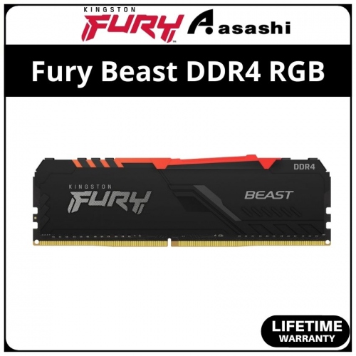 Kingston Fury Beast Black RGB DDR4 8GB 3200Mhz CL16 XMP Support Performance PC Ram - KF432C16BBA/8
