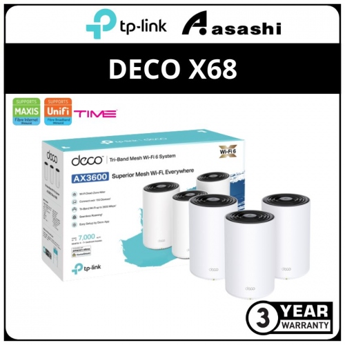 Tp-Link Deco X68(3 Packs) AX3600 Whole Home Mesh WiFi 6 System