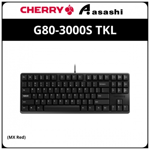 CHERRY G80-3000S TKL Non-Backlit Mechanical Gaming Keyboard - Black (MX Red)