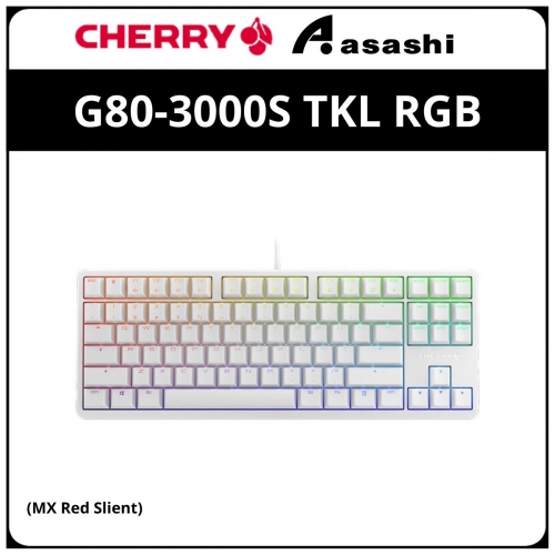 CHERRY G80-3000S TKL RGB Mechanical Gaming Keyboard - White (MX Red Slient)