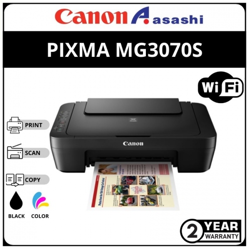 Canon MG3070S AIO Photo Printer (Print,Scan,Copy & Wireless)