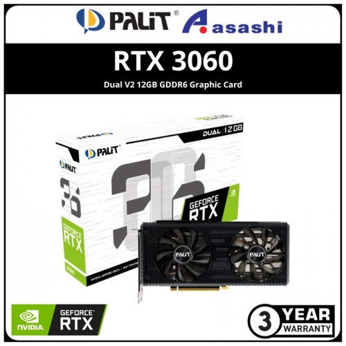 PALIT GeForce RTX 3060 Dual V2 12GB GDDR6 Graphic Card (NE63060019K9-190AD-V2)