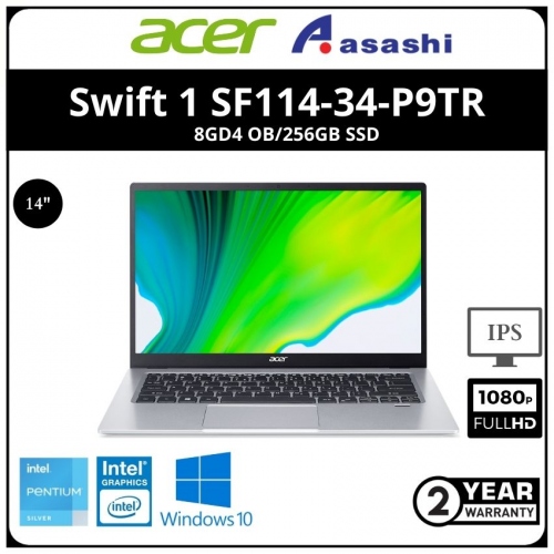 Acer Swift 1 SF114-34-P9TR Ultrabook (Pentium Silver N6000/8GD4 OB/256GB SSD/Intel UHD 615/14