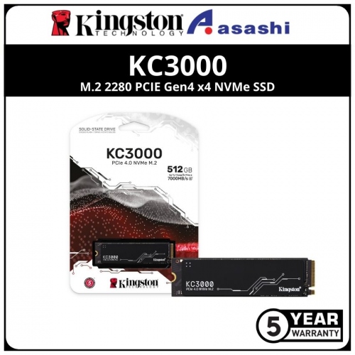 Kingston KC3000 512GB M.2 2280 PCIE Gen4 x4 NVMe SSD (Up to 7000MB/s Read & 3900MB/s Write)