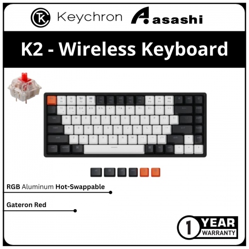 Keychron K2 Wireless RGB Aluminum Hot-Swappable Mechanical Keyboard - Gateron Red