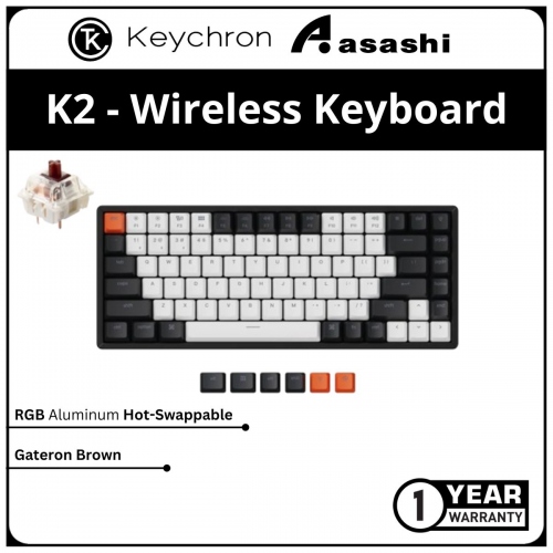 Keychron K2 Wireless RGB Aluminum Hot-Swappable Mechanical Keyboard - Gateron Brown